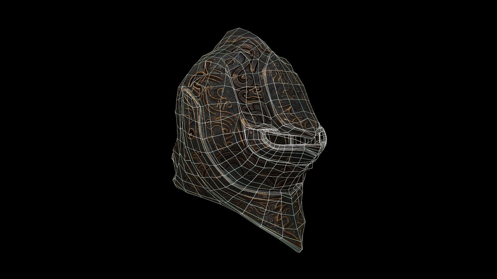 Low poly fantasy helmet for character customisation Low-poly 3D model_10