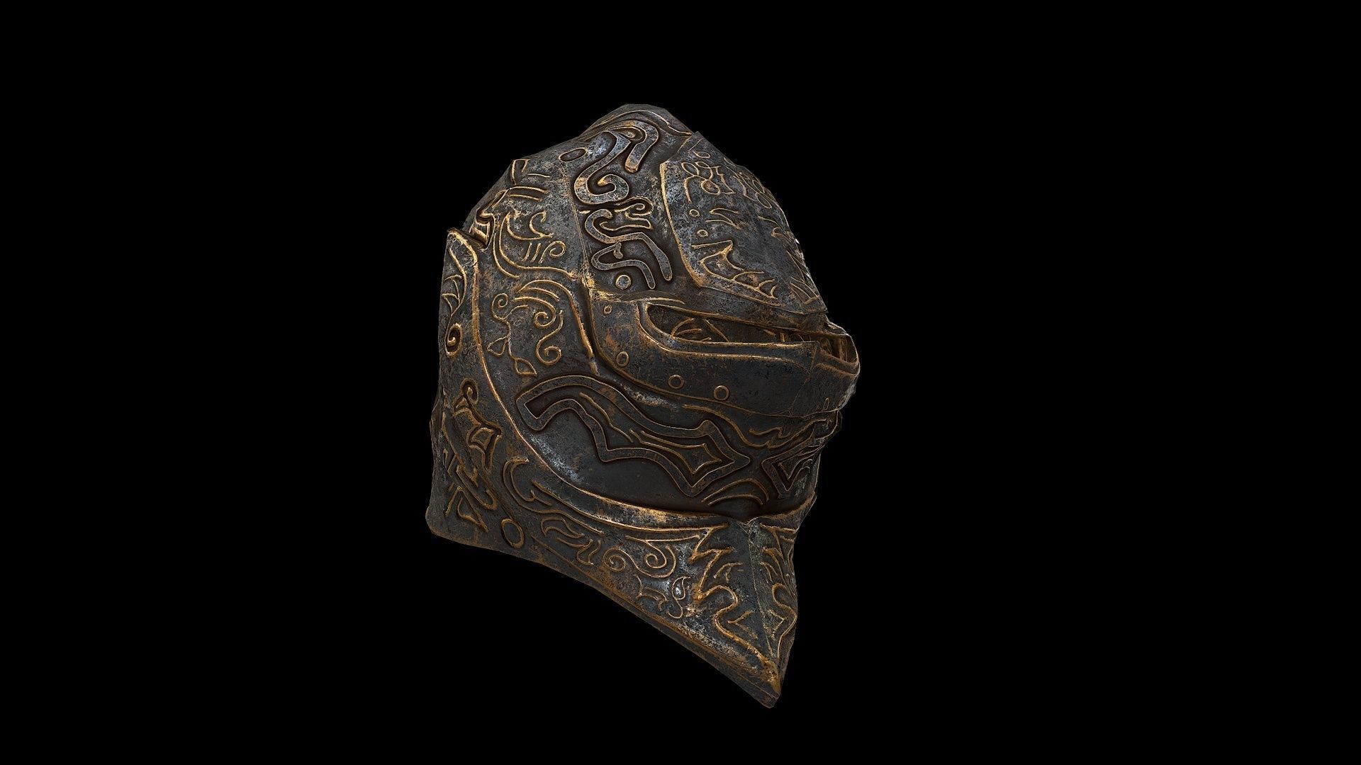 Low poly fantasy helmet for character customisation Low-poly 3D model_7