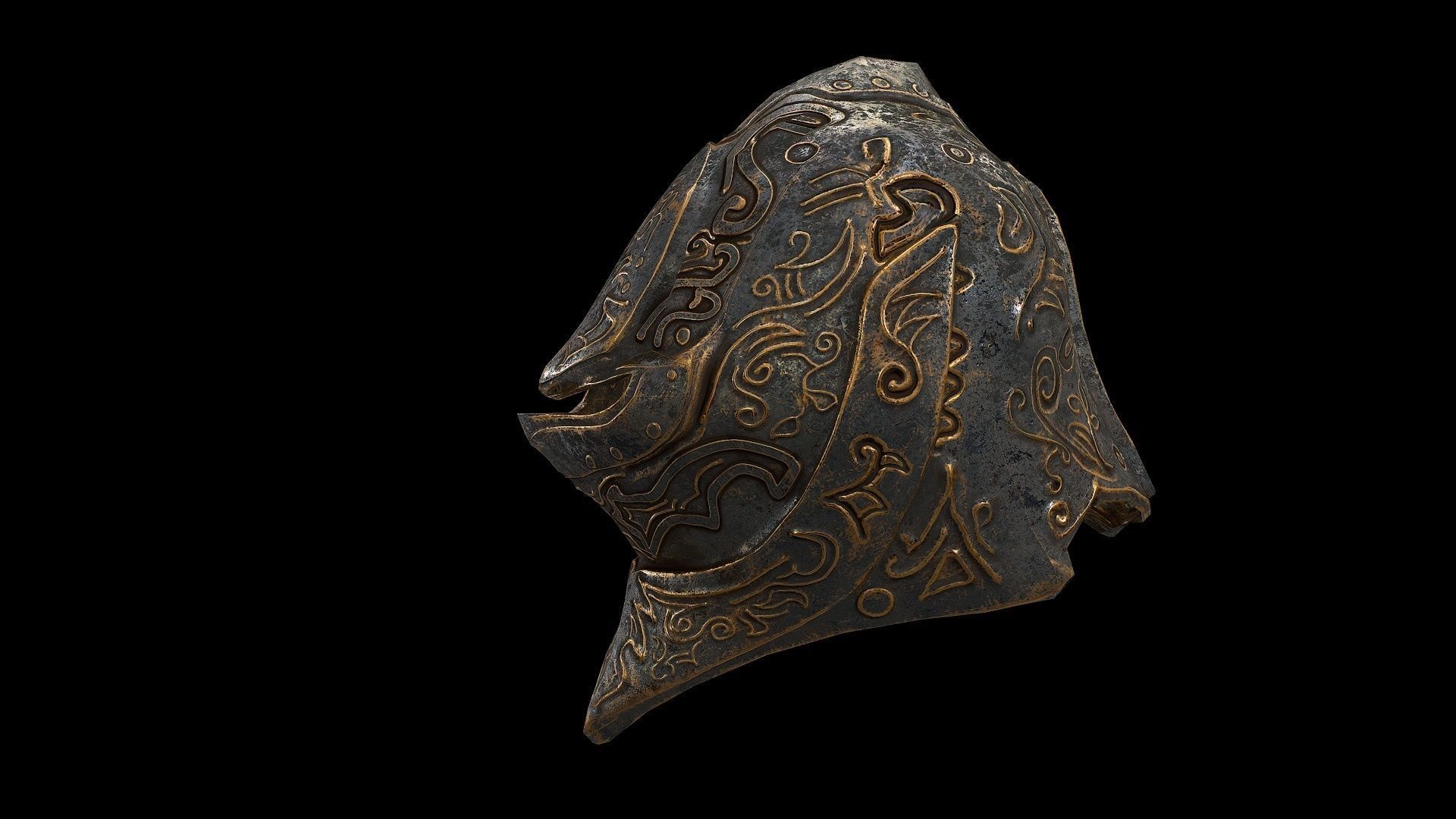 Low poly fantasy helmet for character customisation Low-poly 3D model_3