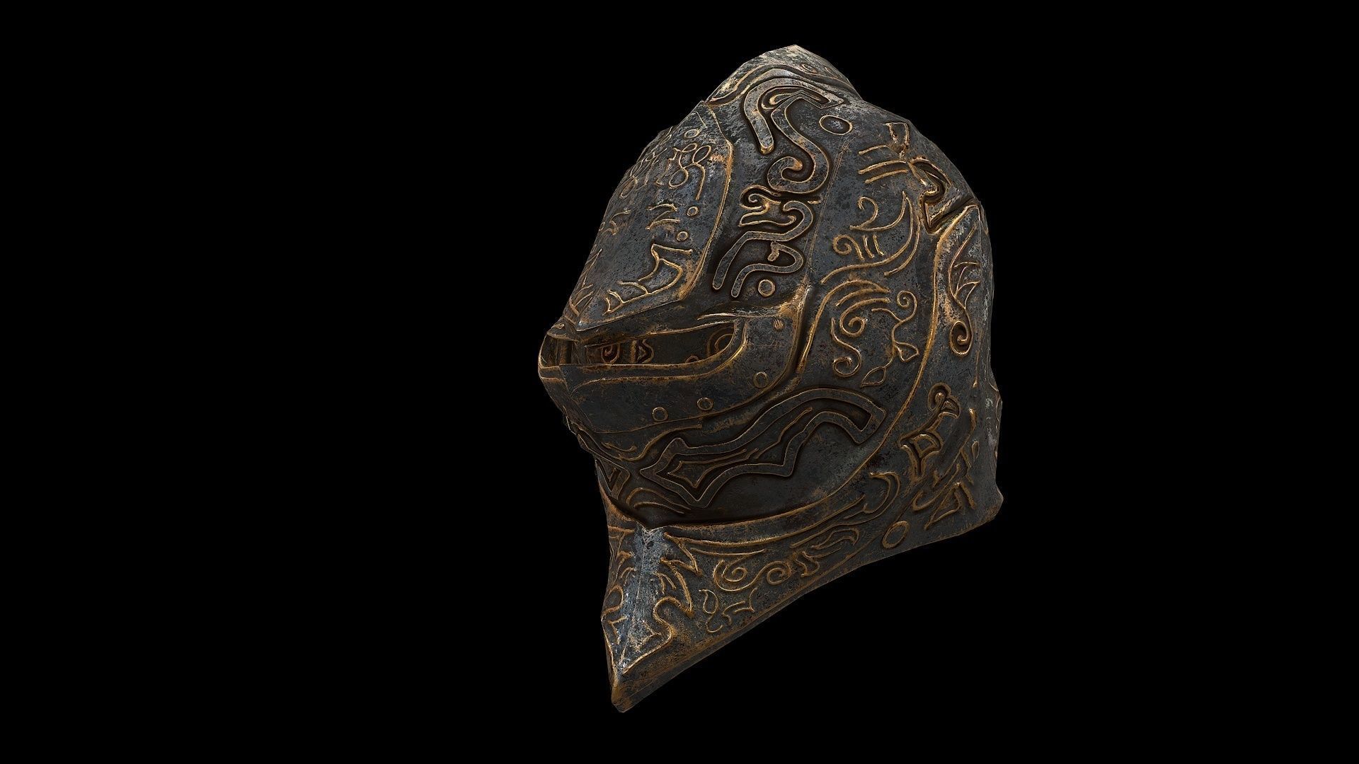 Low poly fantasy helmet for character customisation Low-poly 3D model_2