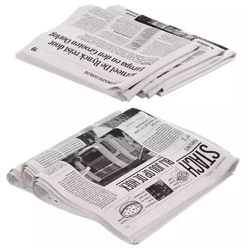 folded newspapers stack collection 3D model