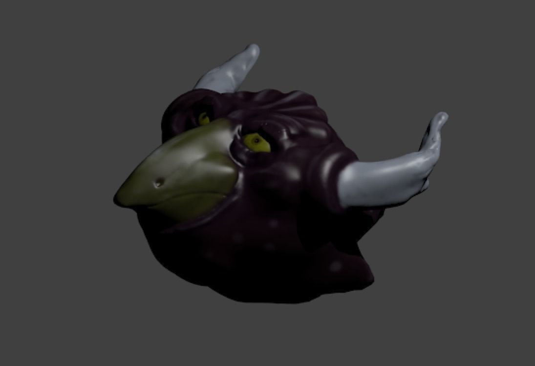BullBird head with horns Free 3D model