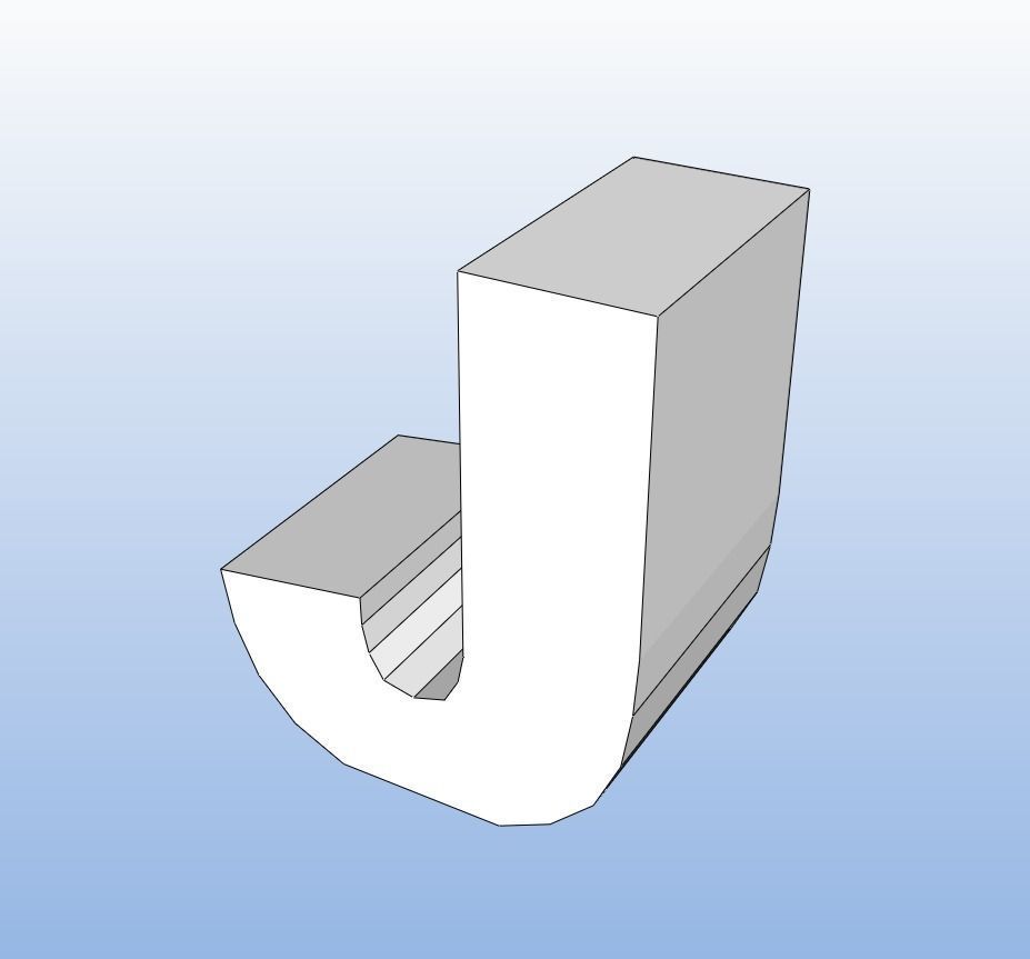 Letter J -  Alphabet Series Low-poly 3D model_2