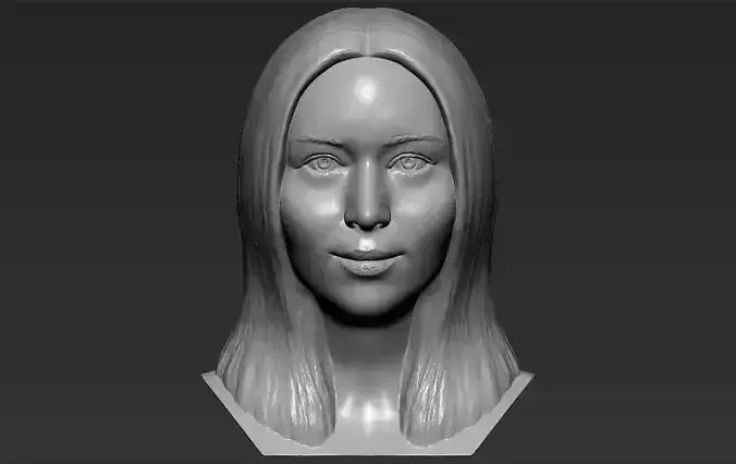 Jennifer Lawrence bust 3D printing ready stl obj formats 3D print model