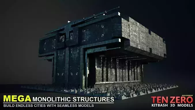 FREE MEGA MONOLITHIC STRUCTURE SCI-FI KITBASH Free 3D model