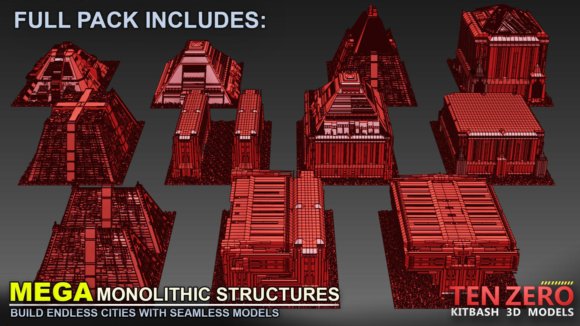 FREE MEGA MONOLITHIC STRUCTURE SCI-FI KITBASH Free 3D model_3