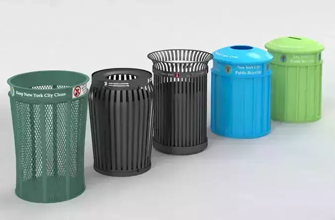 New York street Trash Bins Recycling