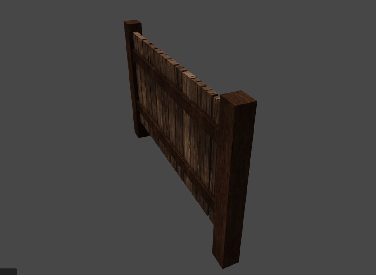 rustic wooden fence Low-poly 3D model_5