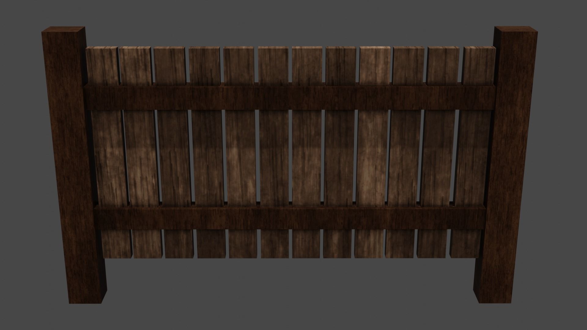 rustic wooden fence Low-poly 3D model_1