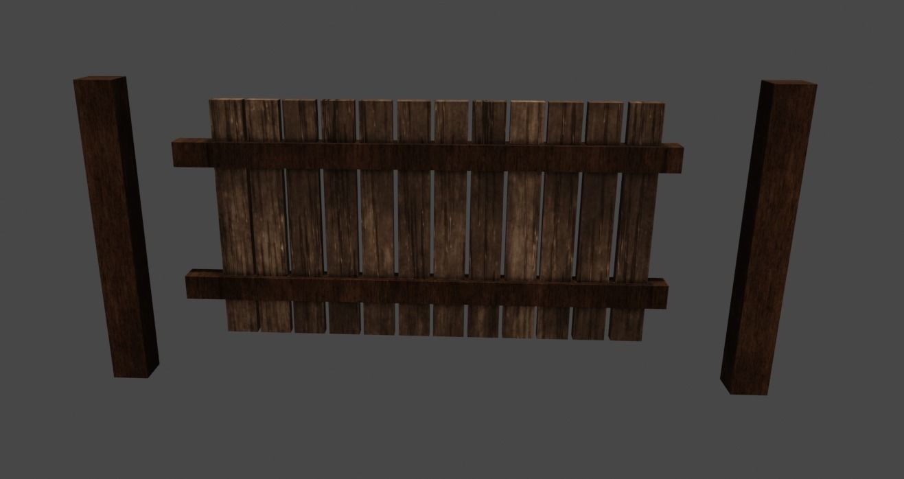 rustic wooden fence Low-poly 3D model_7