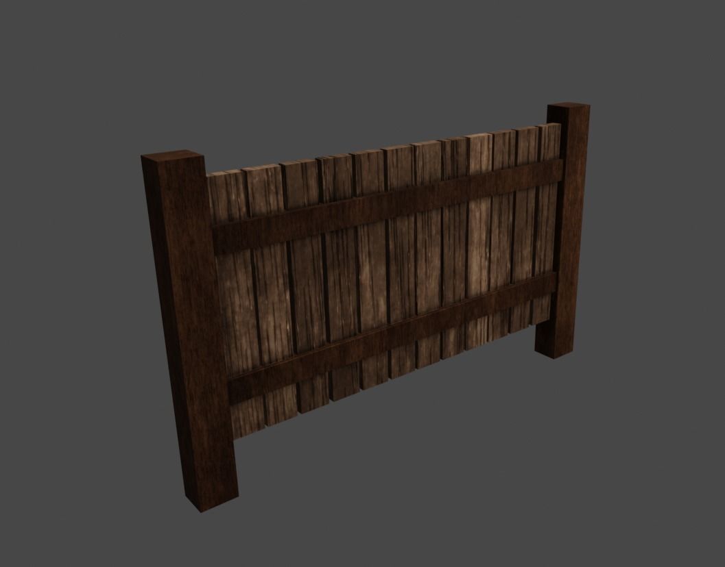 rustic wooden fence Low-poly 3D model_3