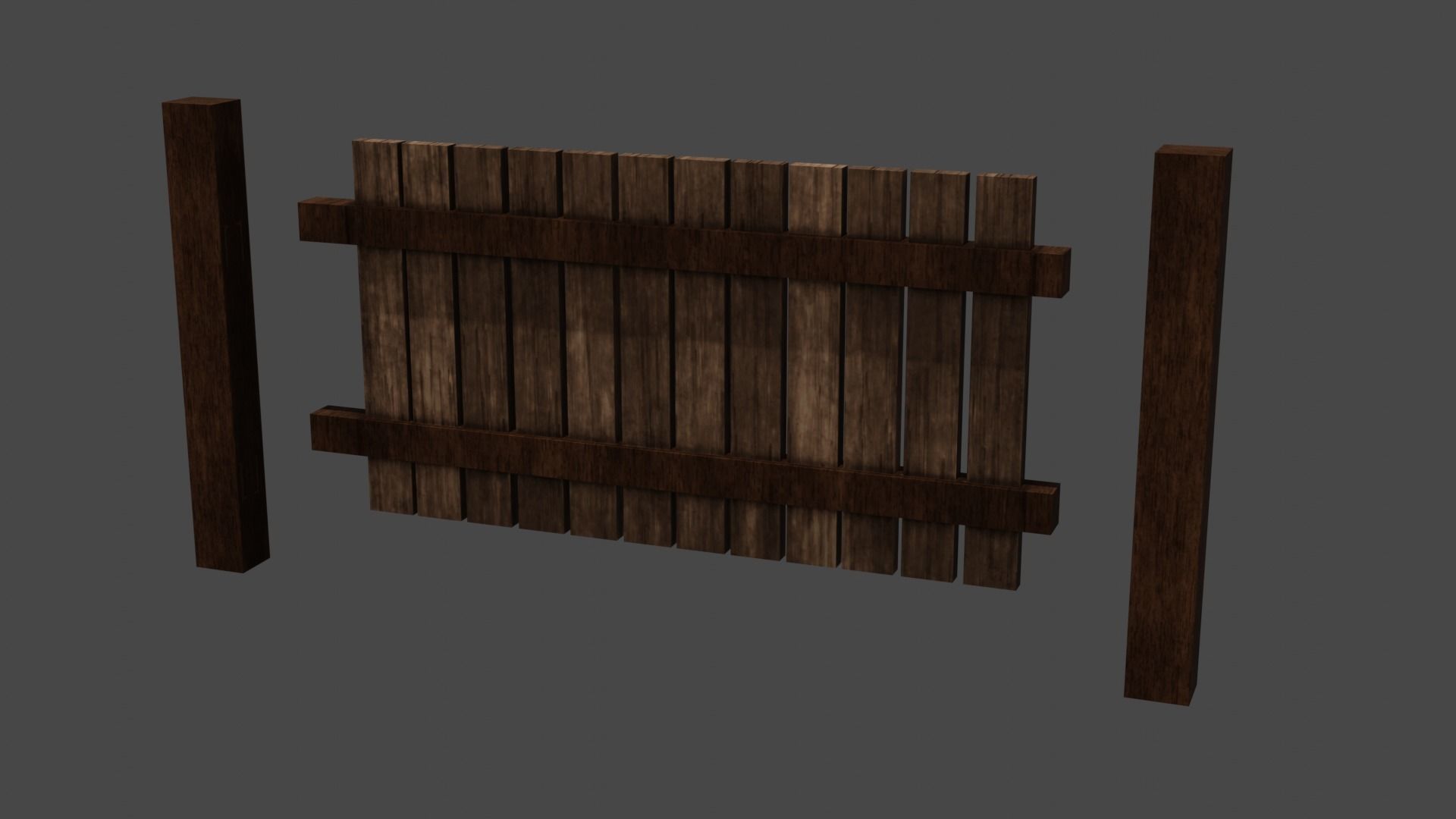 rustic wooden fence Low-poly 3D model_2