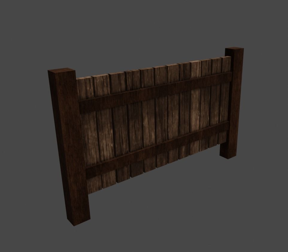 rustic wooden fence Low-poly 3D model_8