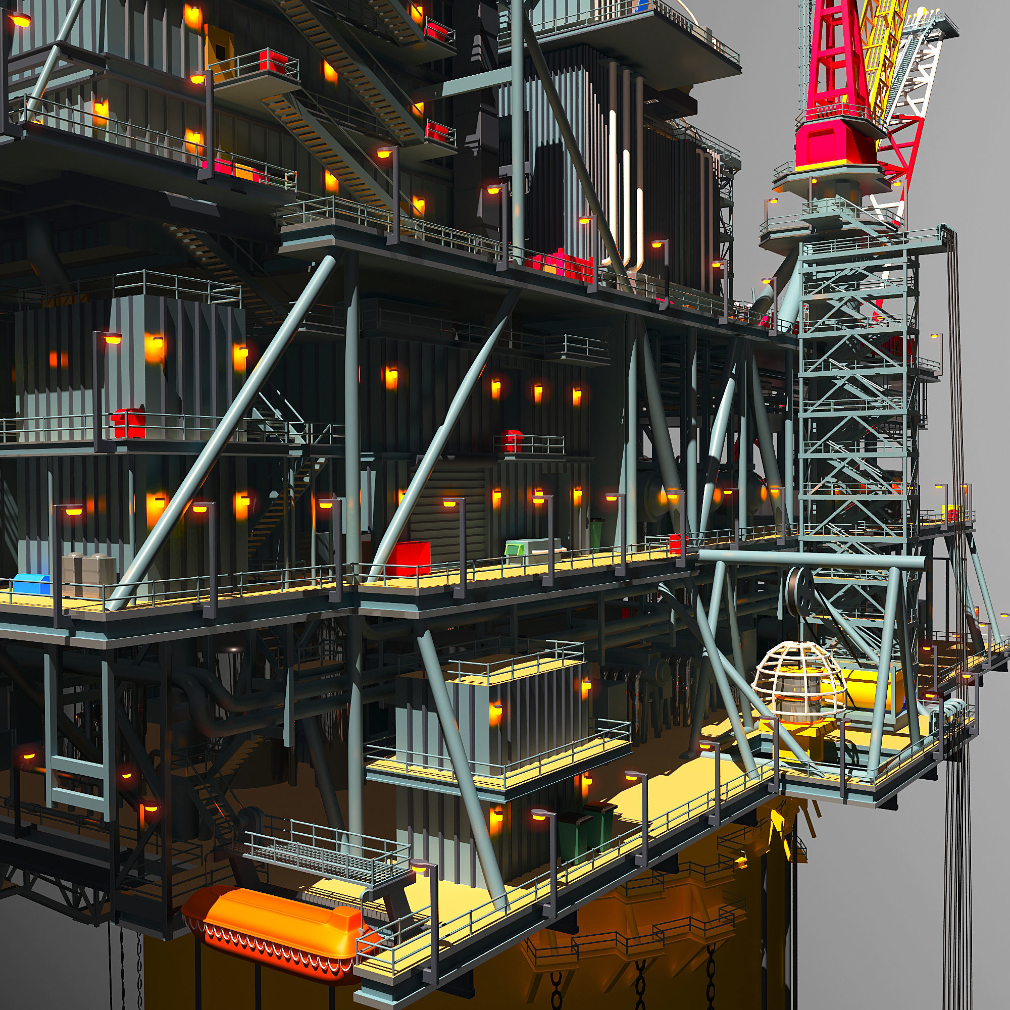 Perdido Oil Rig Low-poly 3D model_51