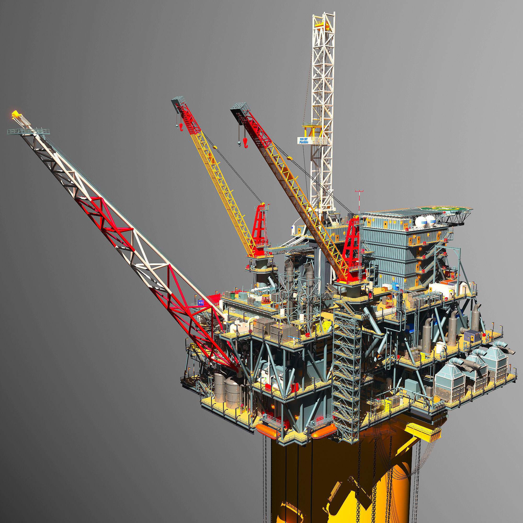 Perdido Oil Rig Low-poly 3D model_3