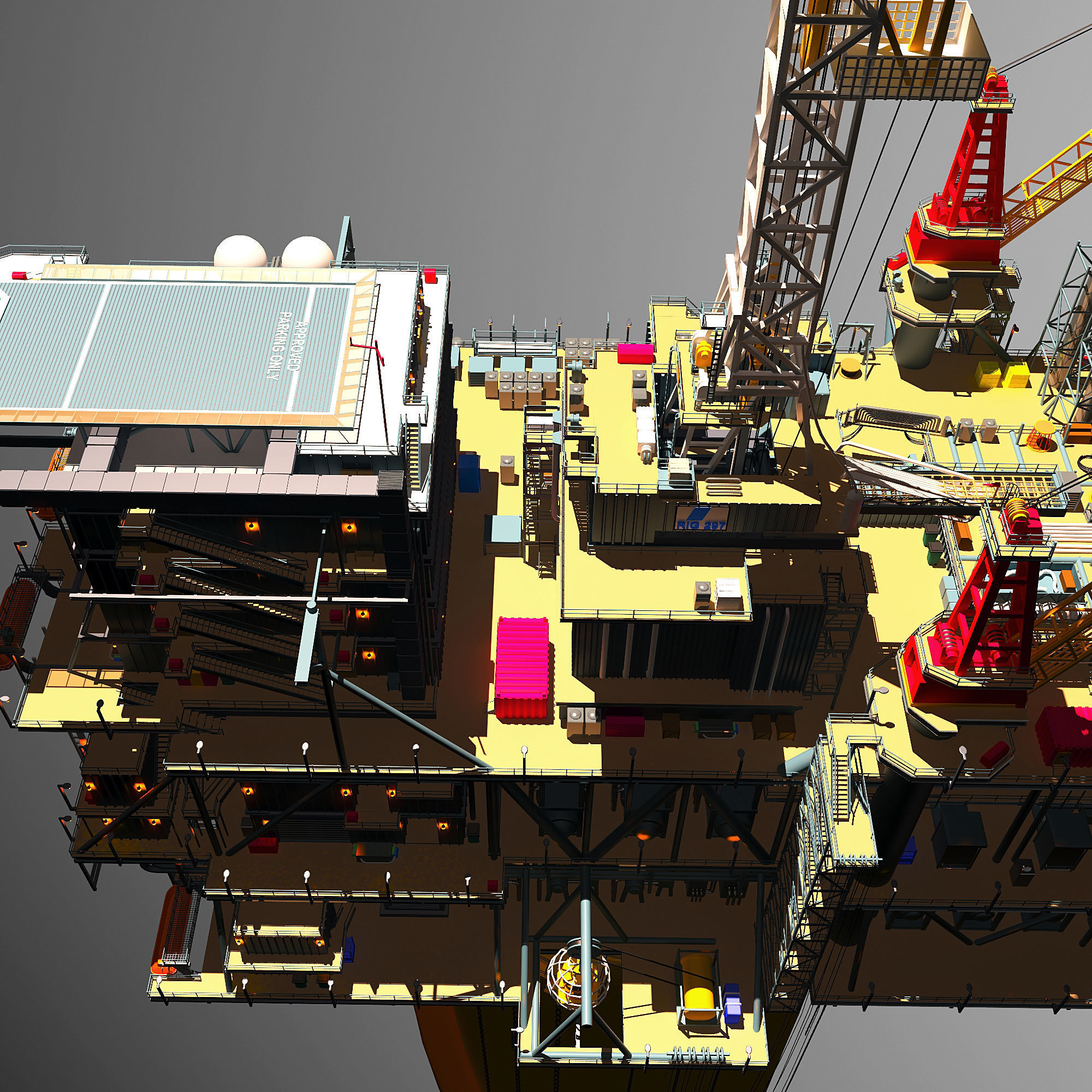 Perdido Oil Rig Low-poly 3D model_21