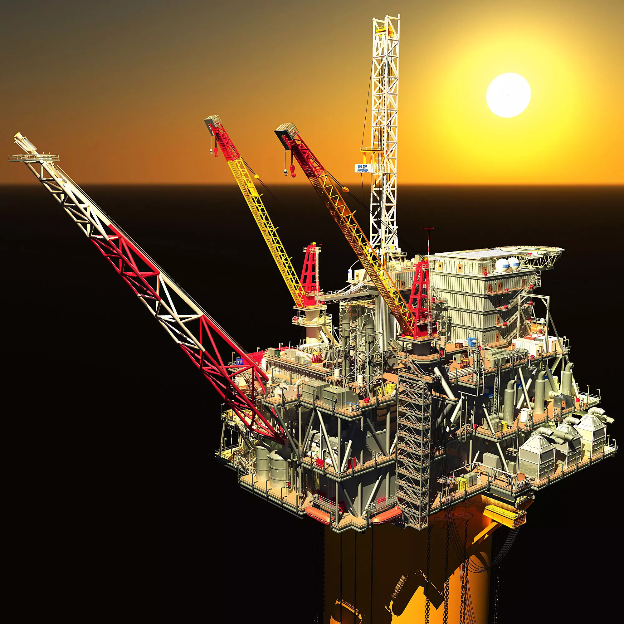 Perdido Oil Rig Low-poly 3D model_0