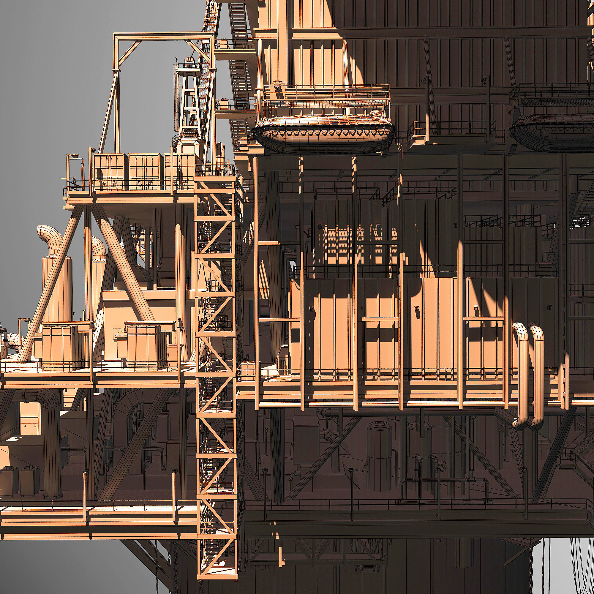 Perdido Oil Rig Low-poly 3D model_28