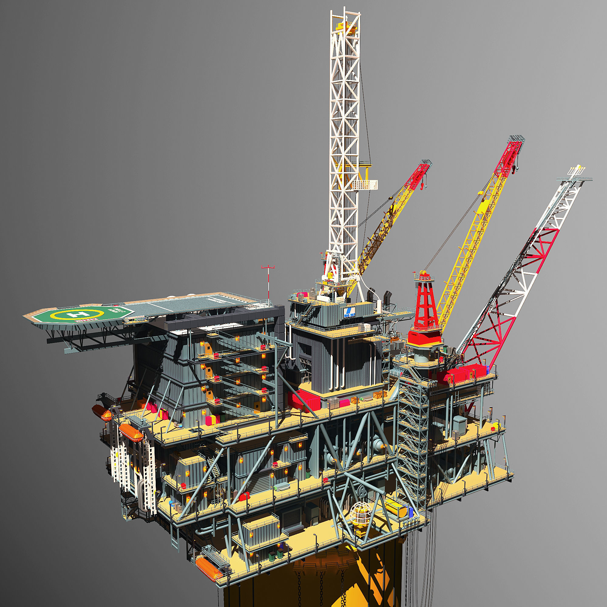 Perdido Oil Rig Low-poly 3D model_9