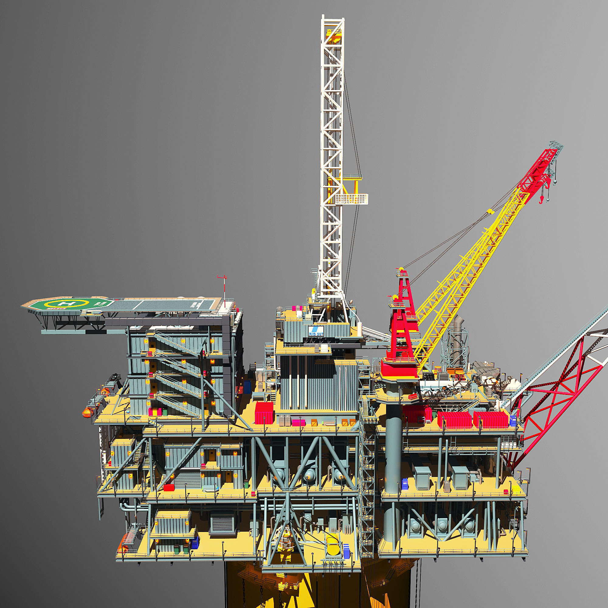 Perdido Oil Rig Low-poly 3D model_11
