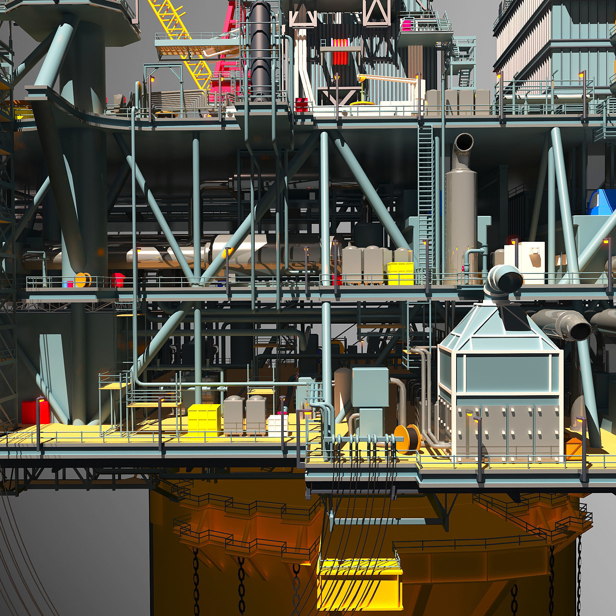 Perdido Oil Rig Low-poly 3D model_36