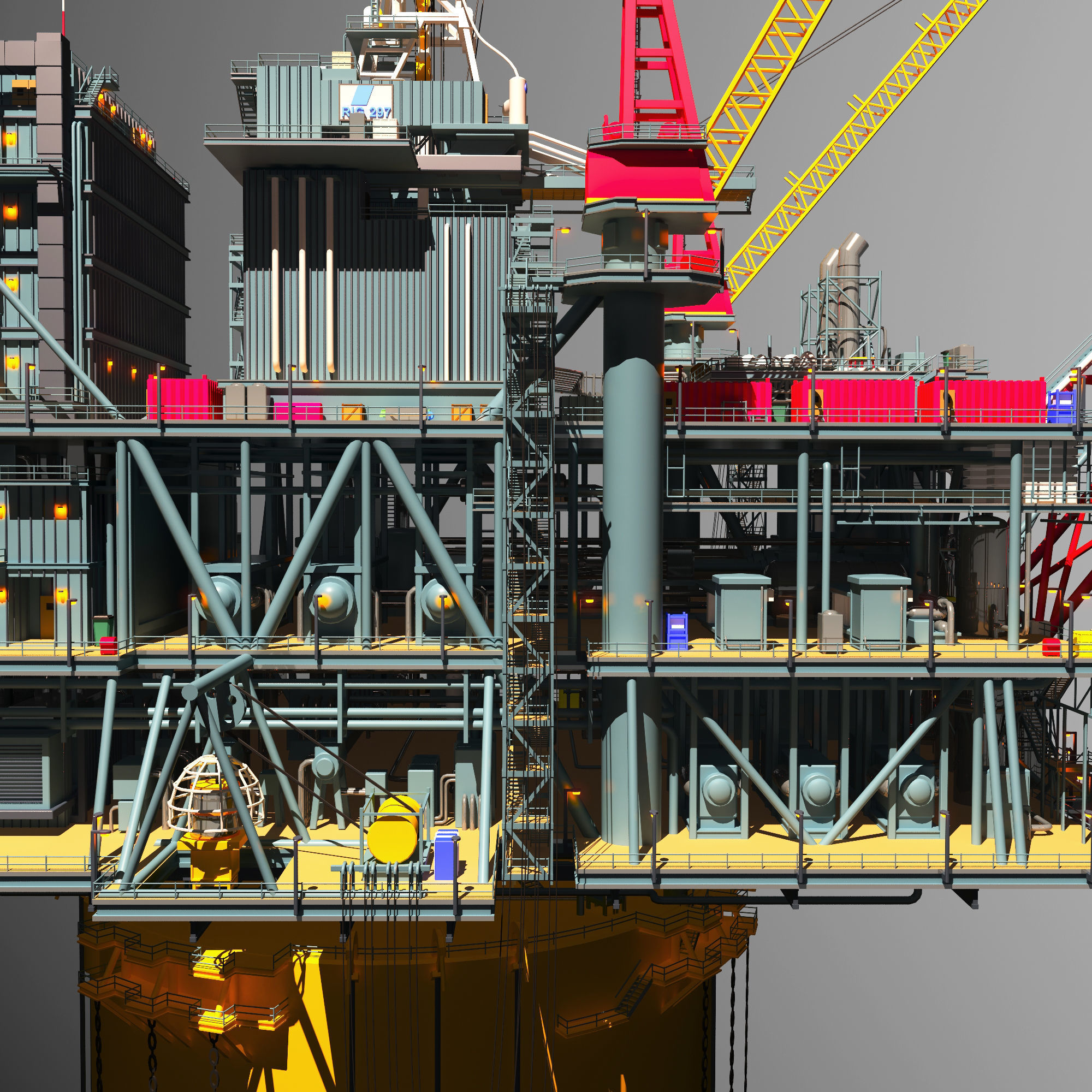 Perdido Oil Rig Low-poly 3D model_25