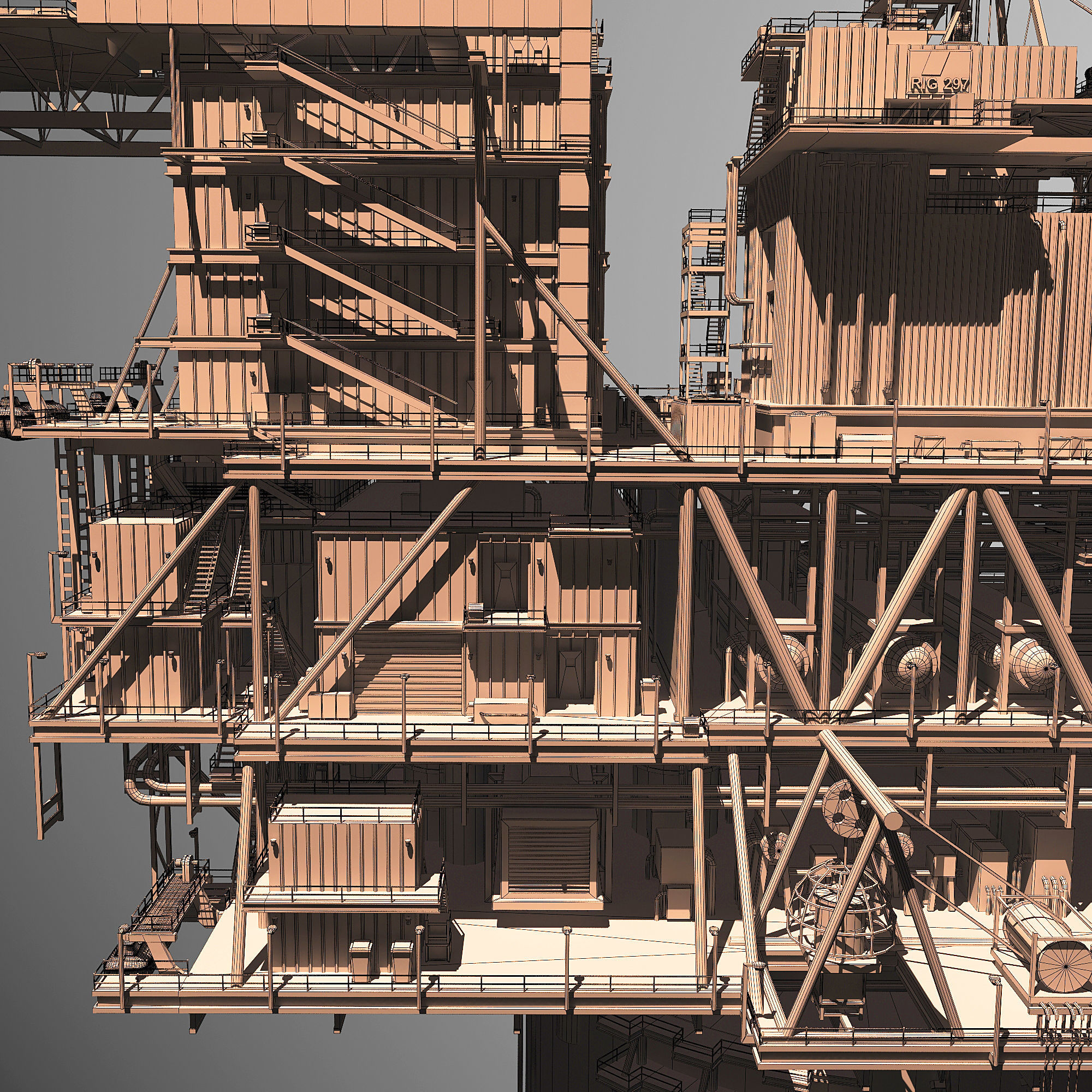 Perdido Oil Rig Low-poly 3D model_24