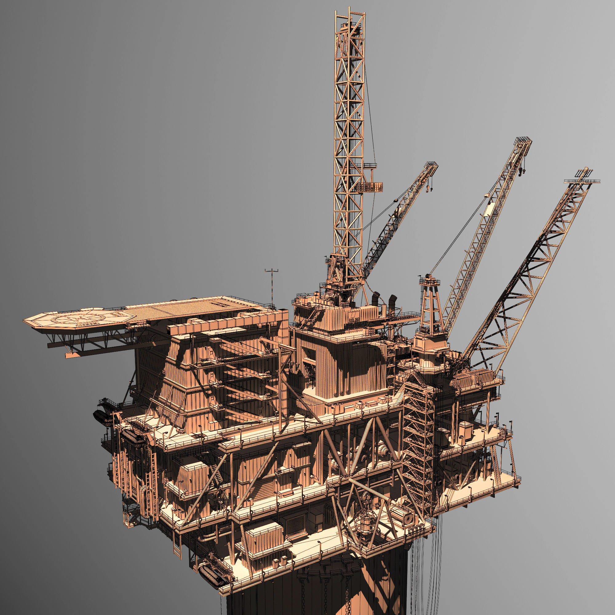 Perdido Oil Rig Low-poly 3D model_10