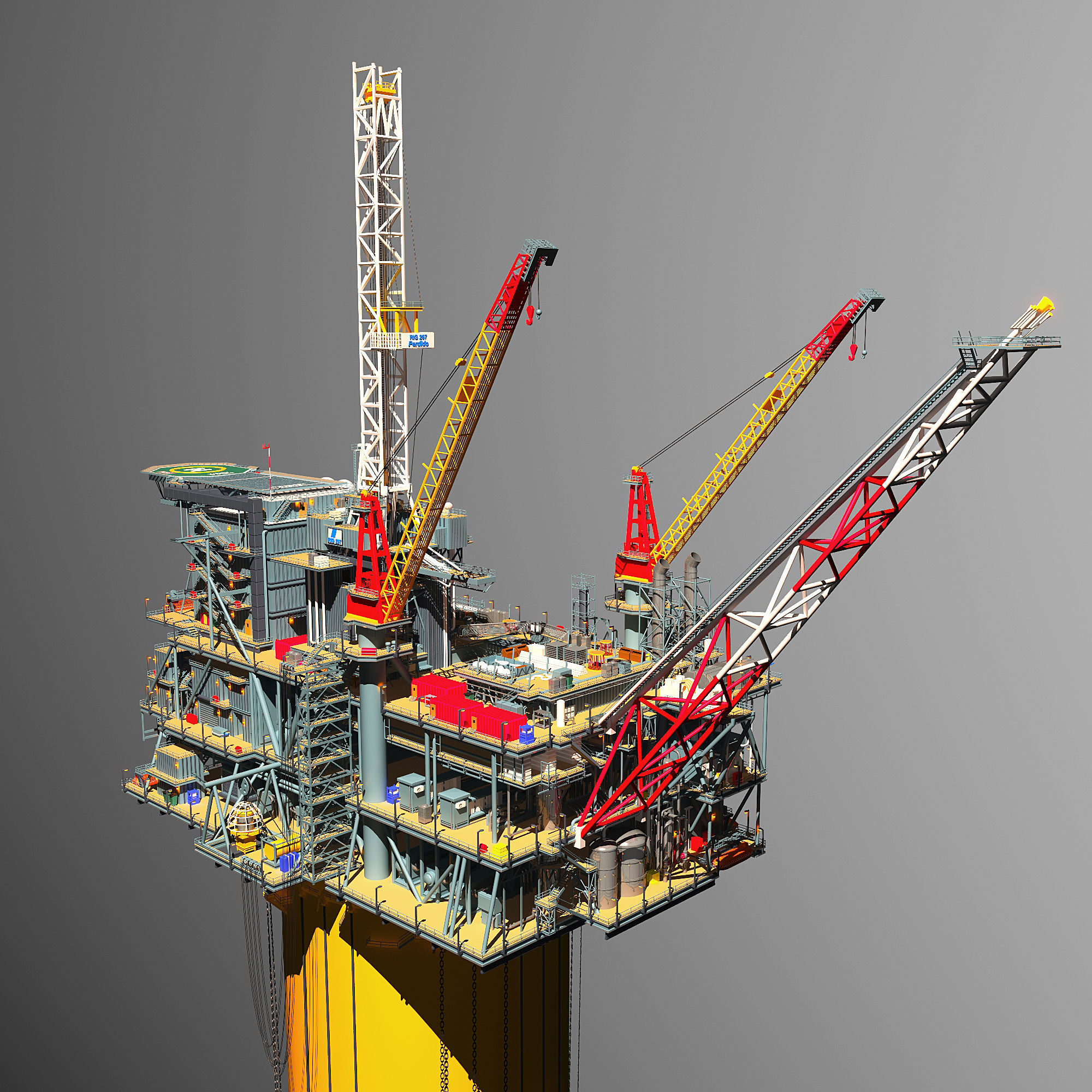 Perdido Oil Rig Low-poly 3D model_13