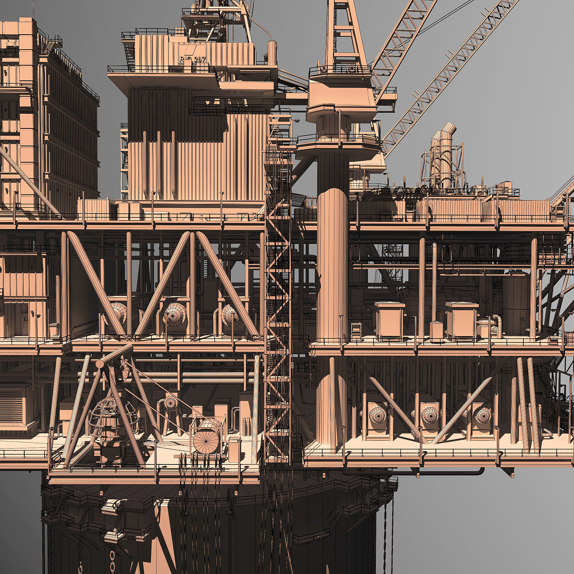 Perdido Oil Rig Low-poly 3D model_26