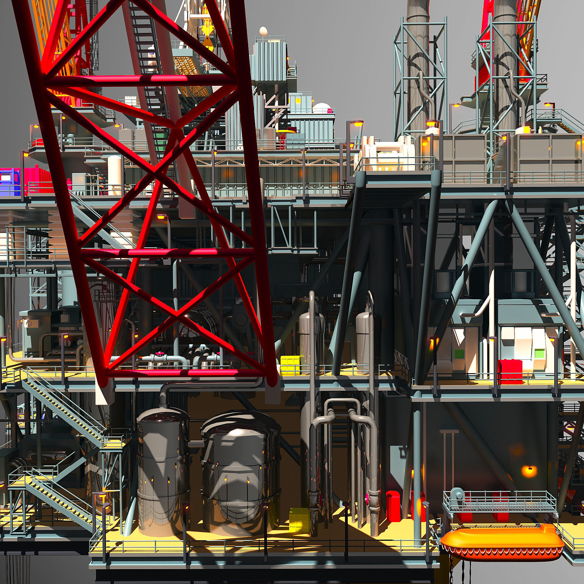 Perdido Oil Rig Low-poly 3D model_53