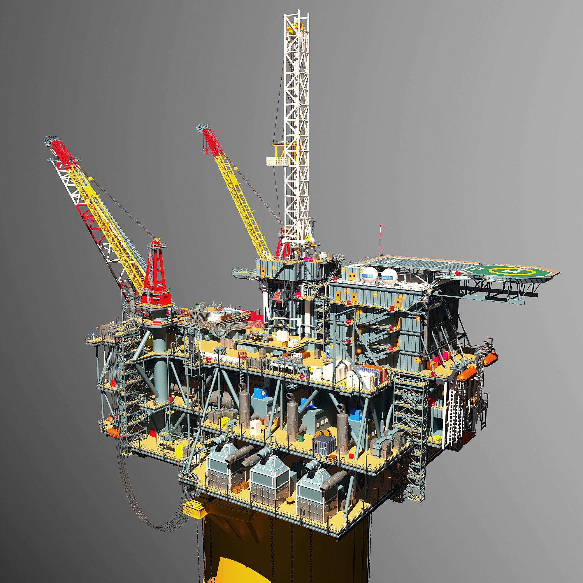 Perdido Oil Rig Low-poly 3D model_5