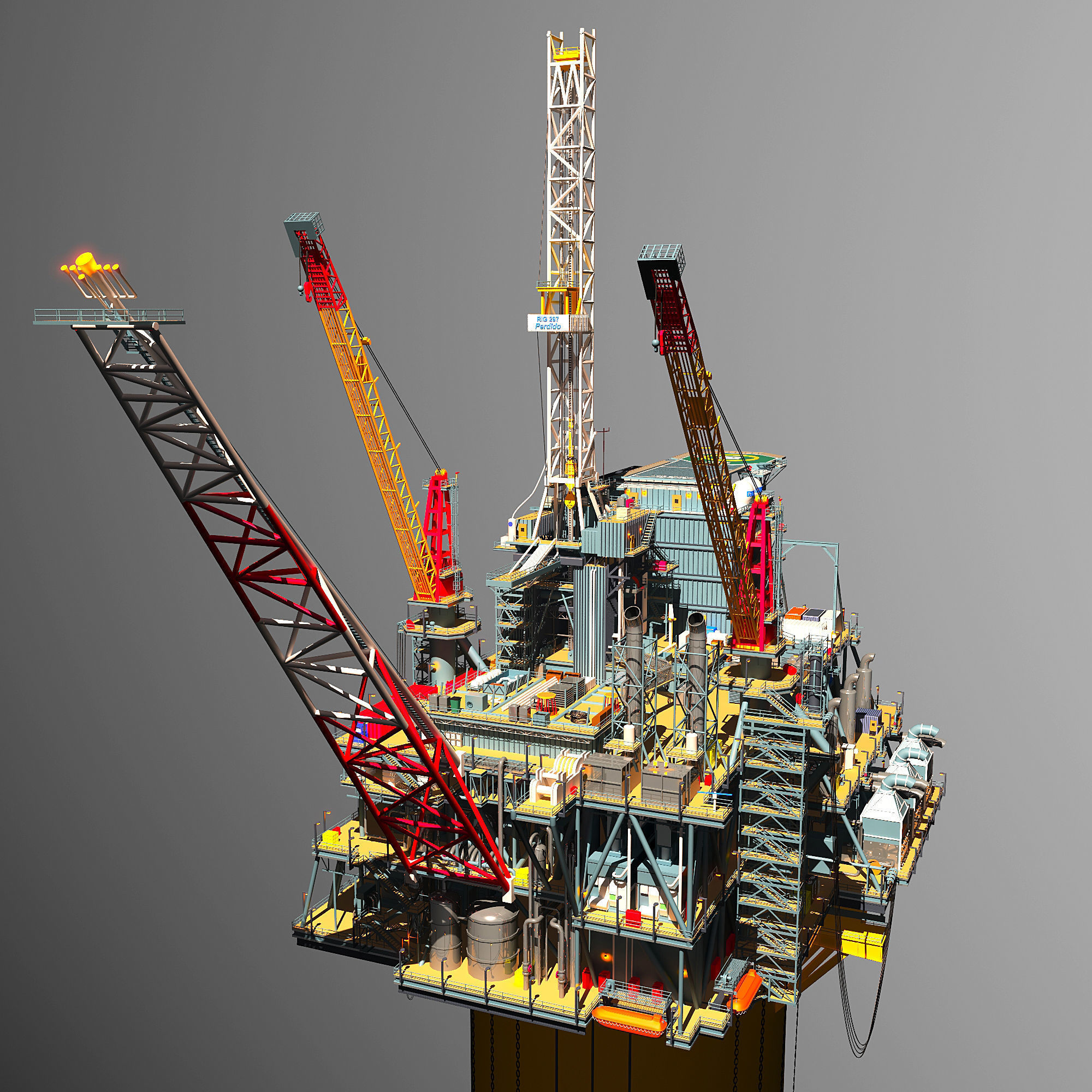 Perdido Oil Rig Low-poly 3D model_15