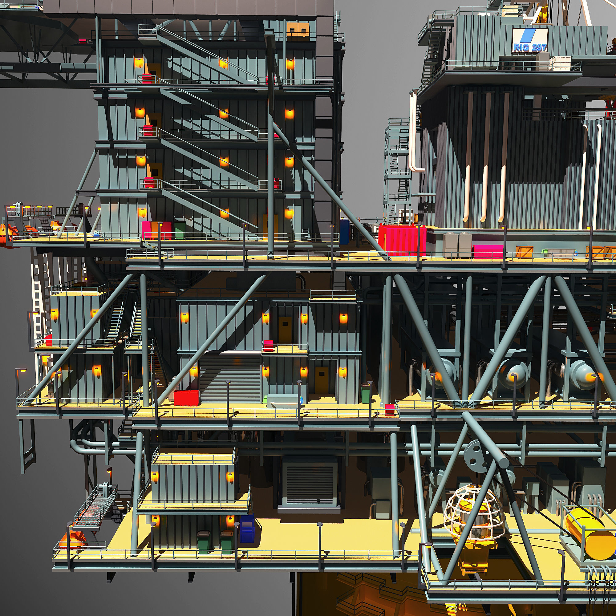 Perdido Oil Rig Low-poly 3D model_23