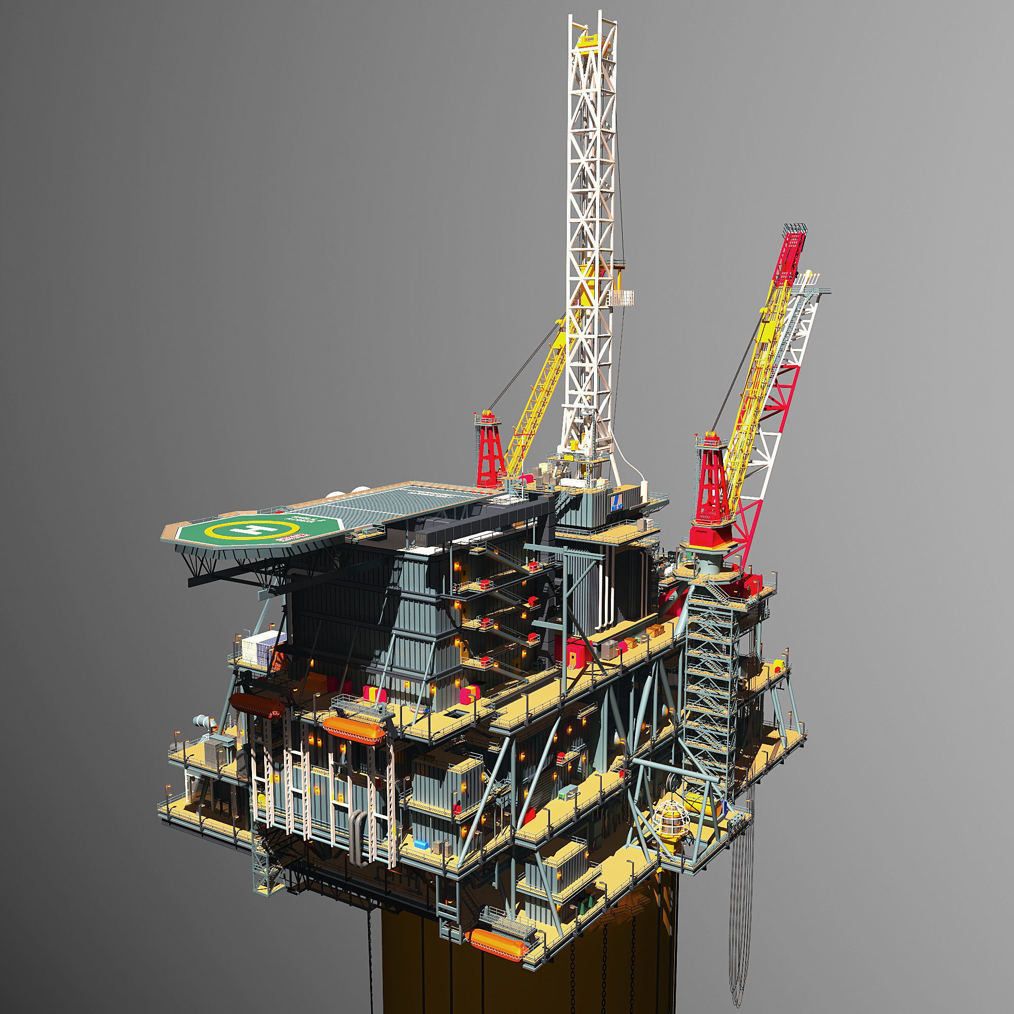 Perdido Oil Rig Low-poly 3D model_8