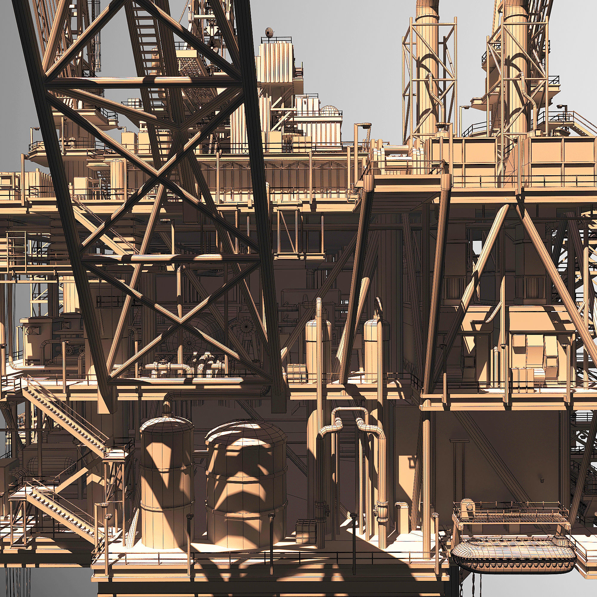 Perdido Oil Rig Low-poly 3D model_54