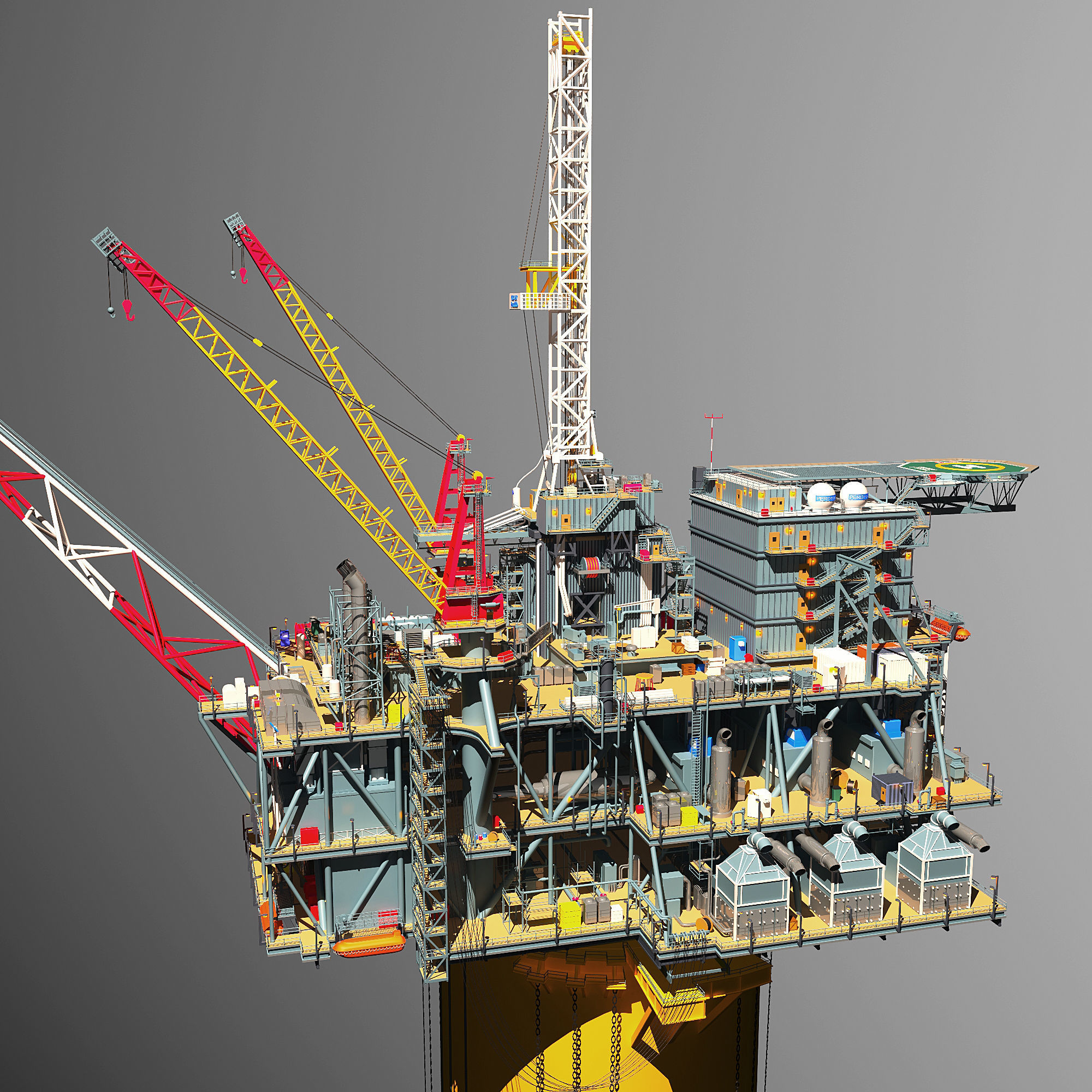 Perdido Oil Rig Low-poly 3D model_4