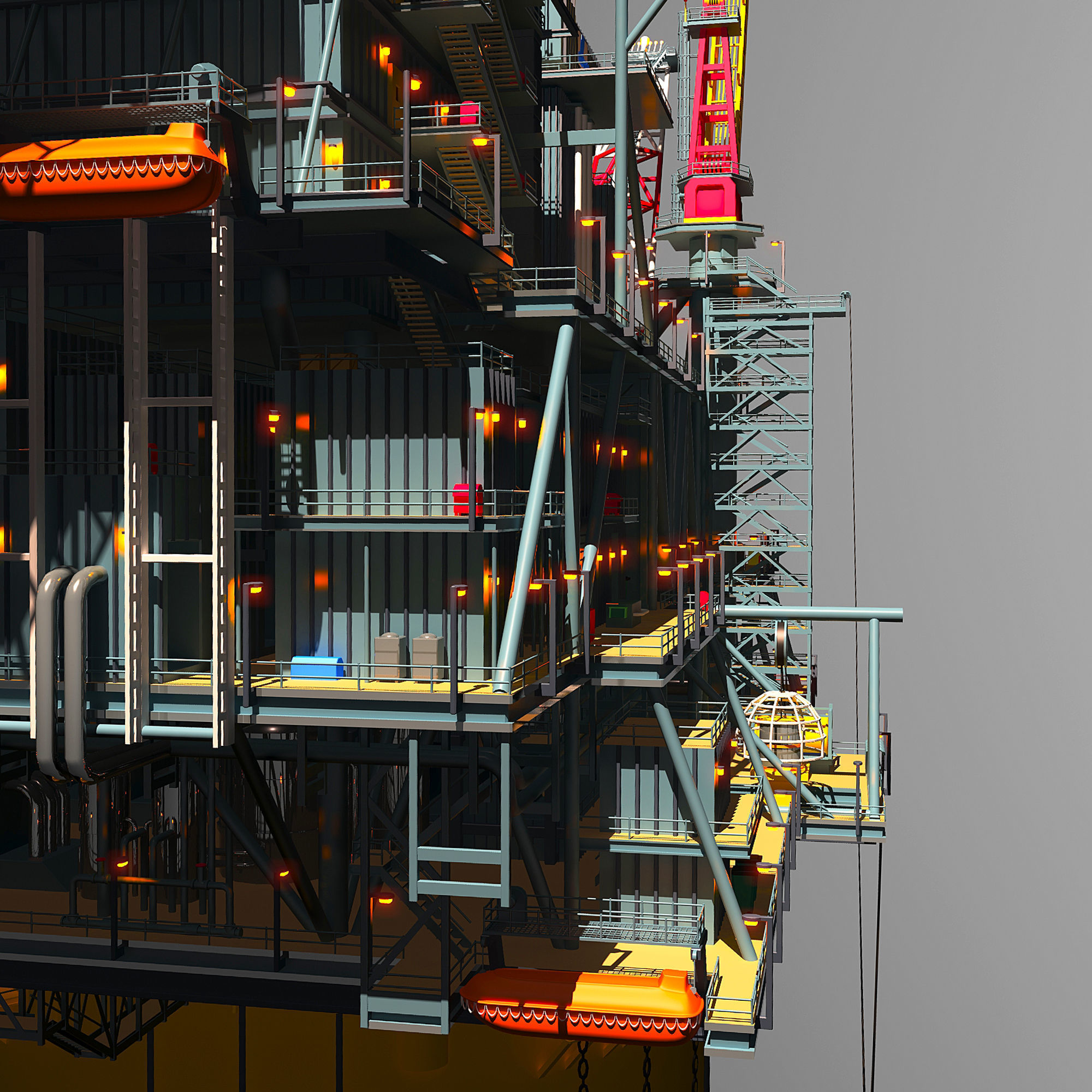Perdido Oil Rig Low-poly 3D model_49