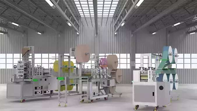 Ear less semi-automatic N95 mask machine Assembly 3D model