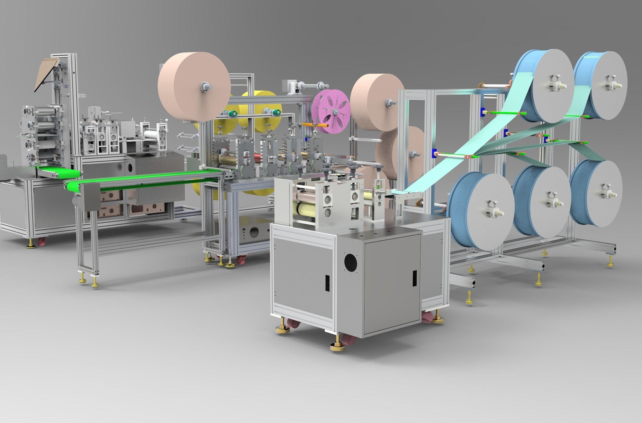 Ear less semi-automatic N95 mask machine Assembly 3D model_3