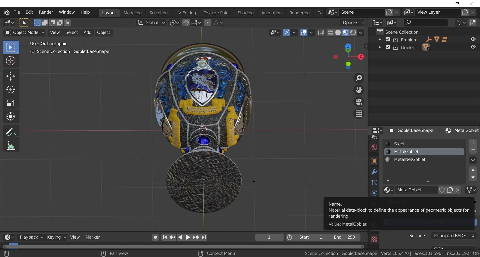 The Ravenclaw House Goblet 3D model_16