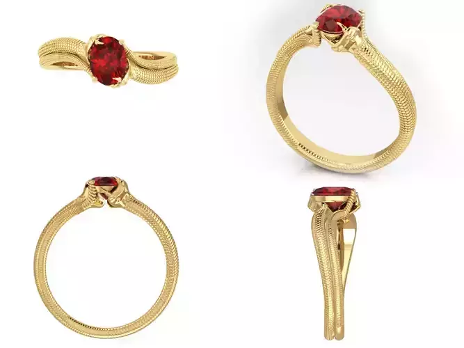 Snake Ring Solitaire 3D print model