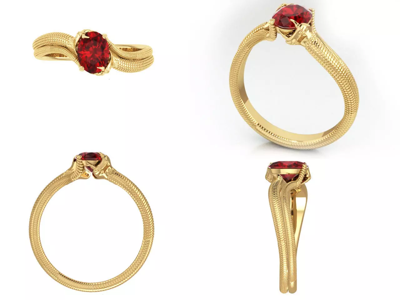 Snake Ring Solitaire 3D print model_0