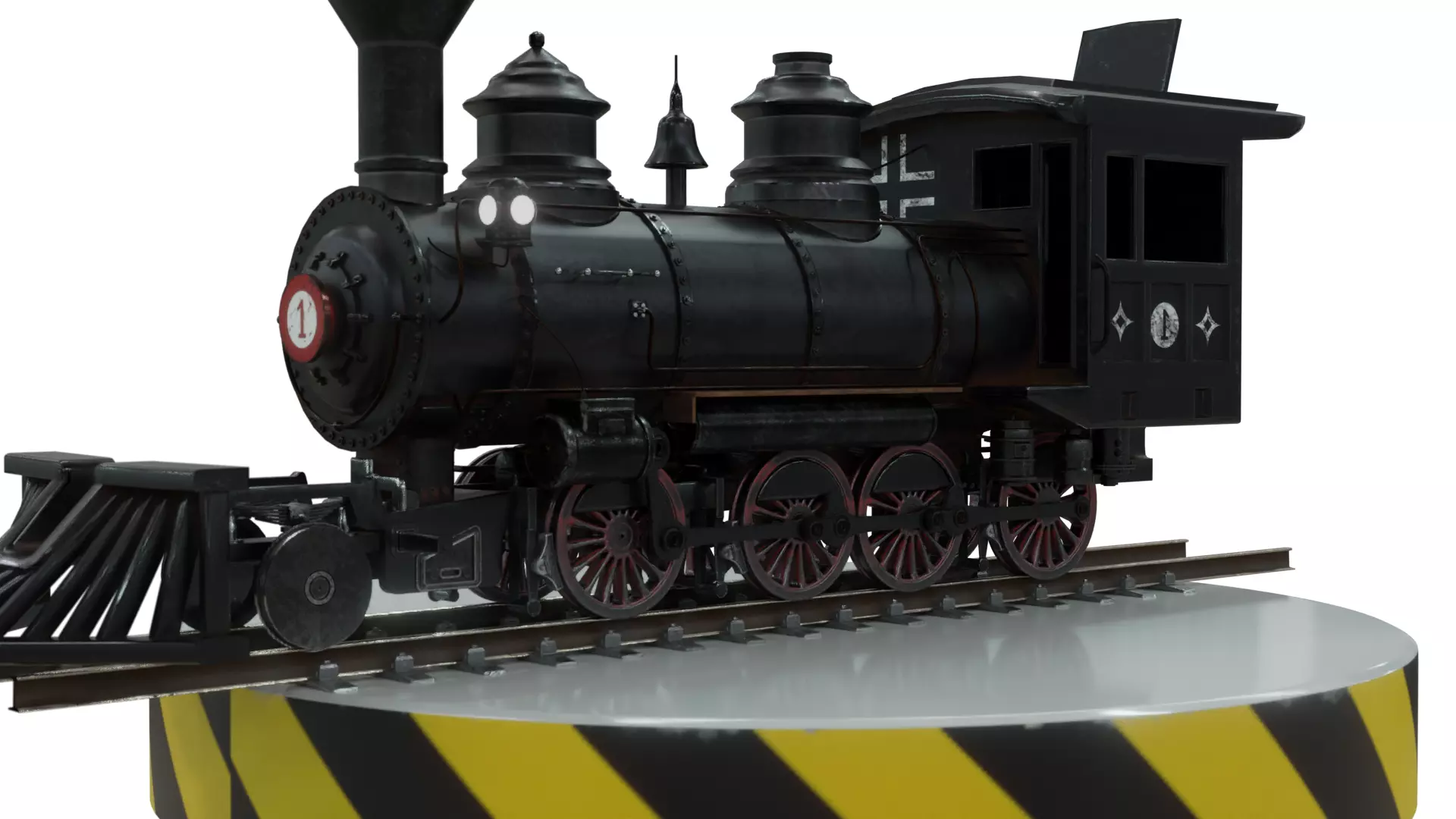 Old Steam Locomotive 3D model_0