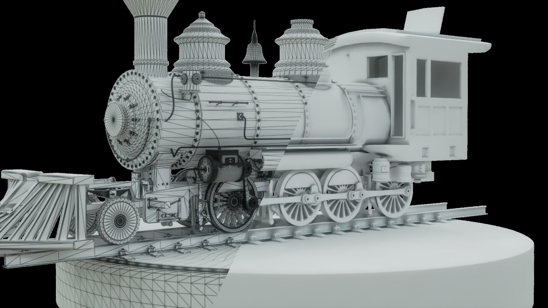 Old Steam Locomotive 3D model_3