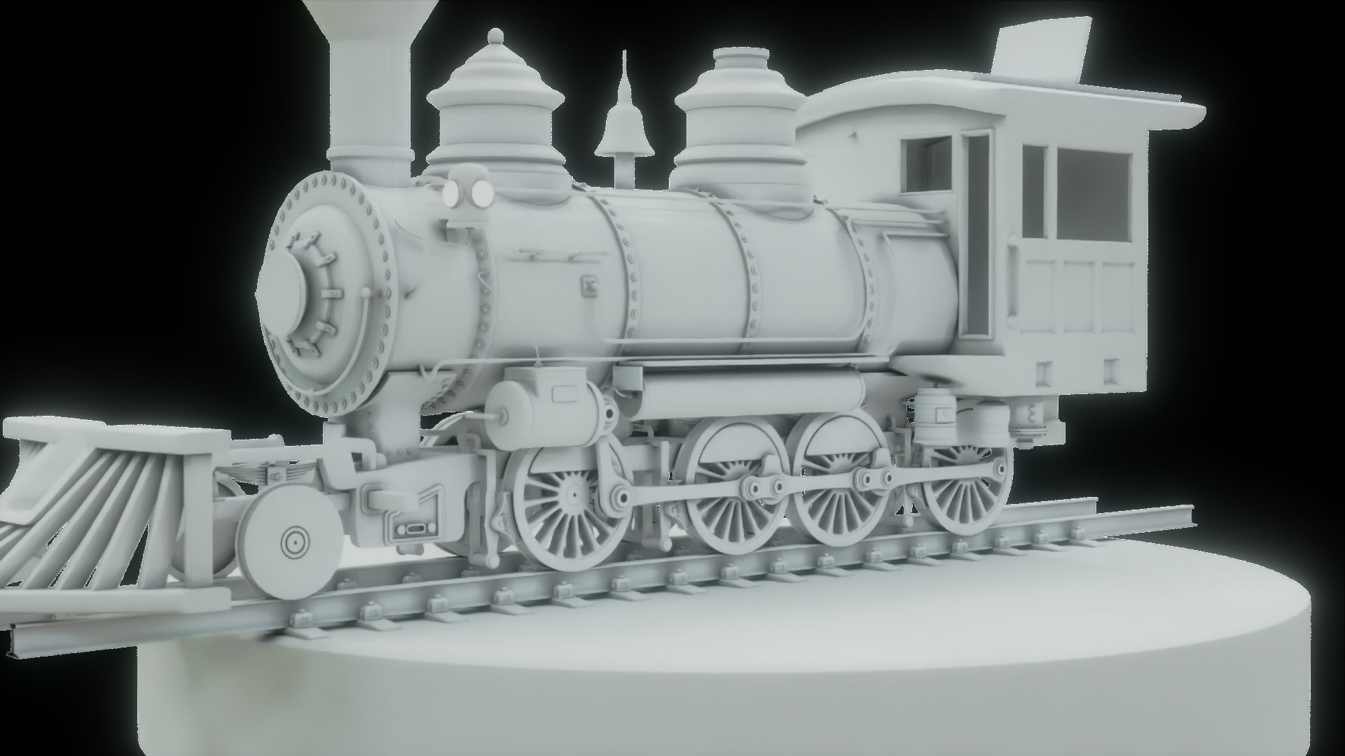 Old Steam Locomotive 3D model_4