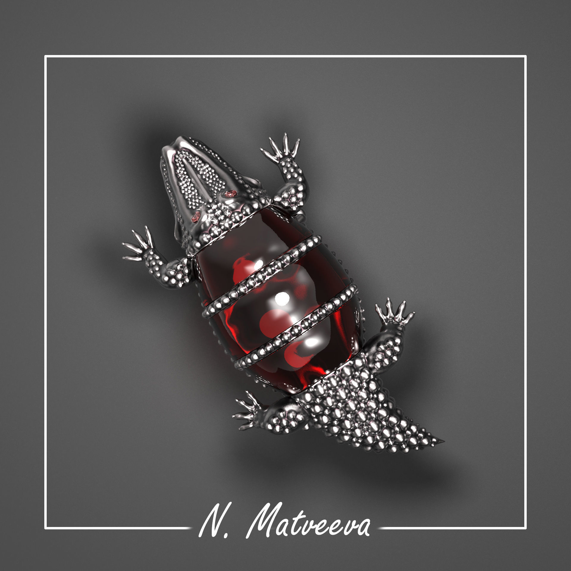 Brooch Crocodile 3D print model_0