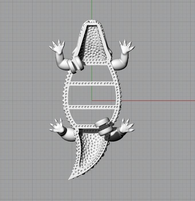 Brooch Crocodile 3D print model_3