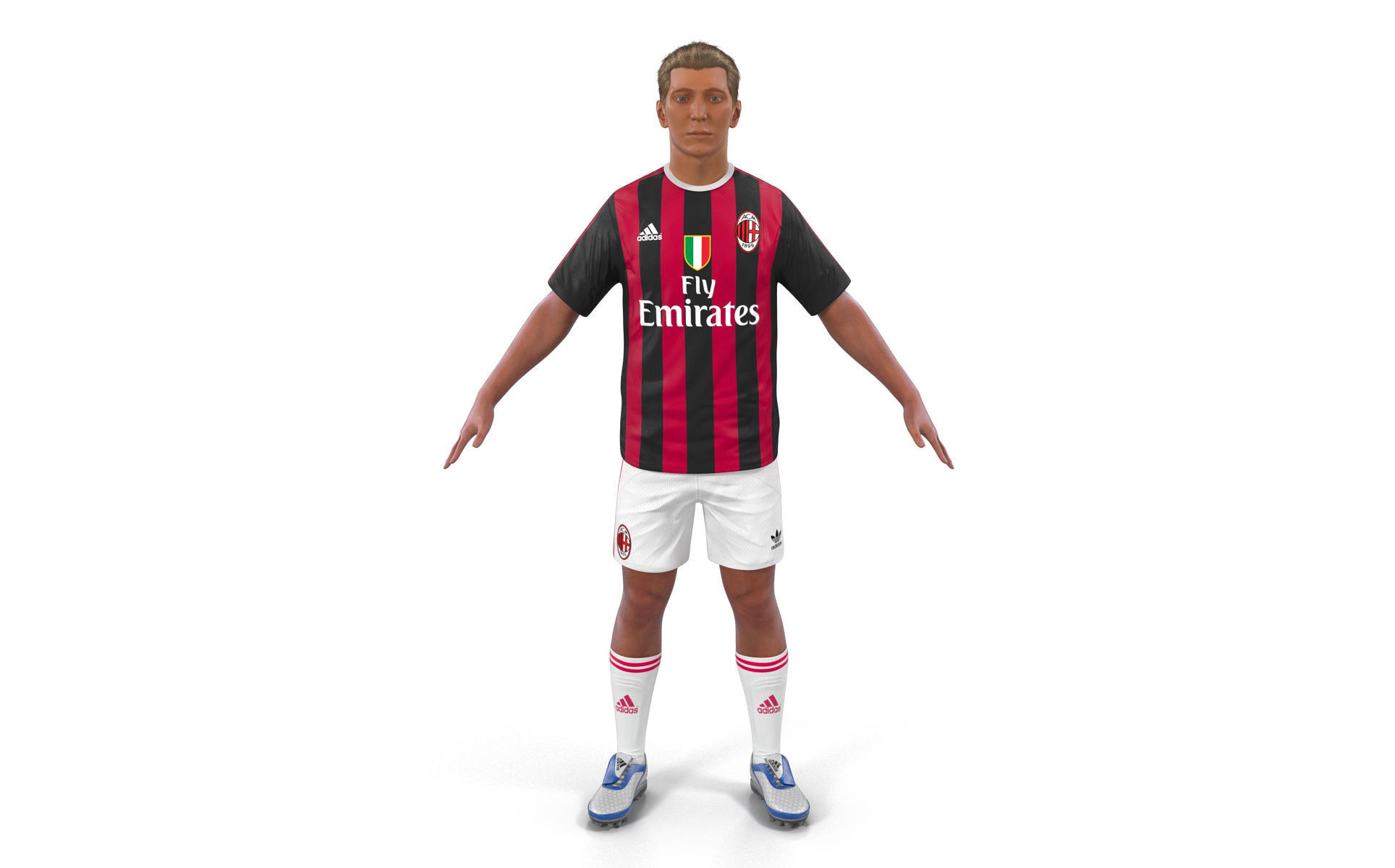Soccer Player Milan Rigged 2 3D model_1