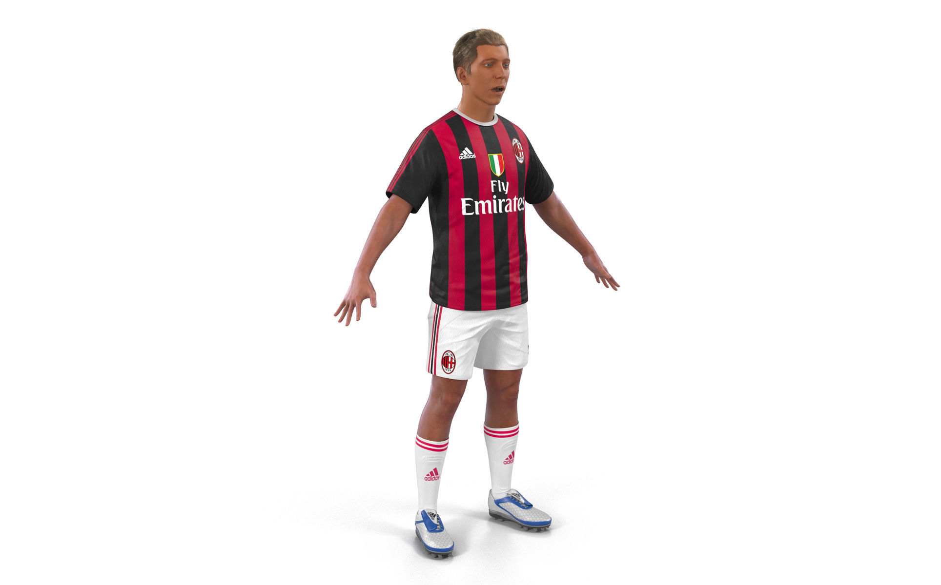 Soccer Player Milan Rigged 2 3D model_3